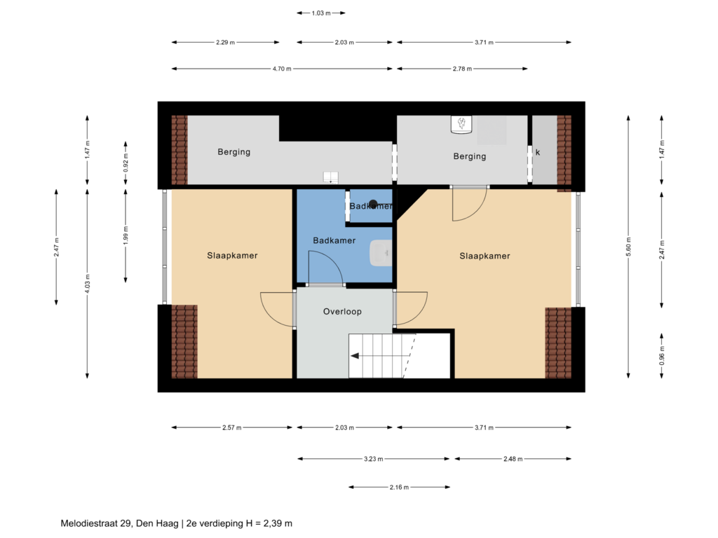 Bekijk plattegrond van 2e verdieping van Melodiestraat 29