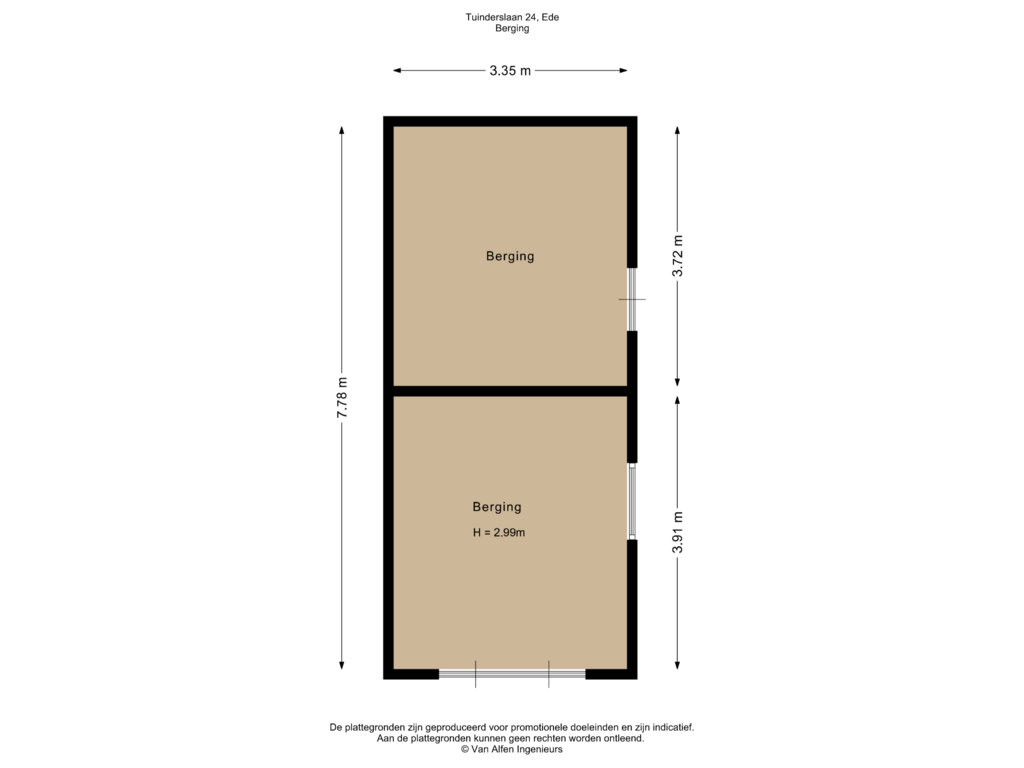 Bekijk plattegrond van Berging van Tuinderslaan 24