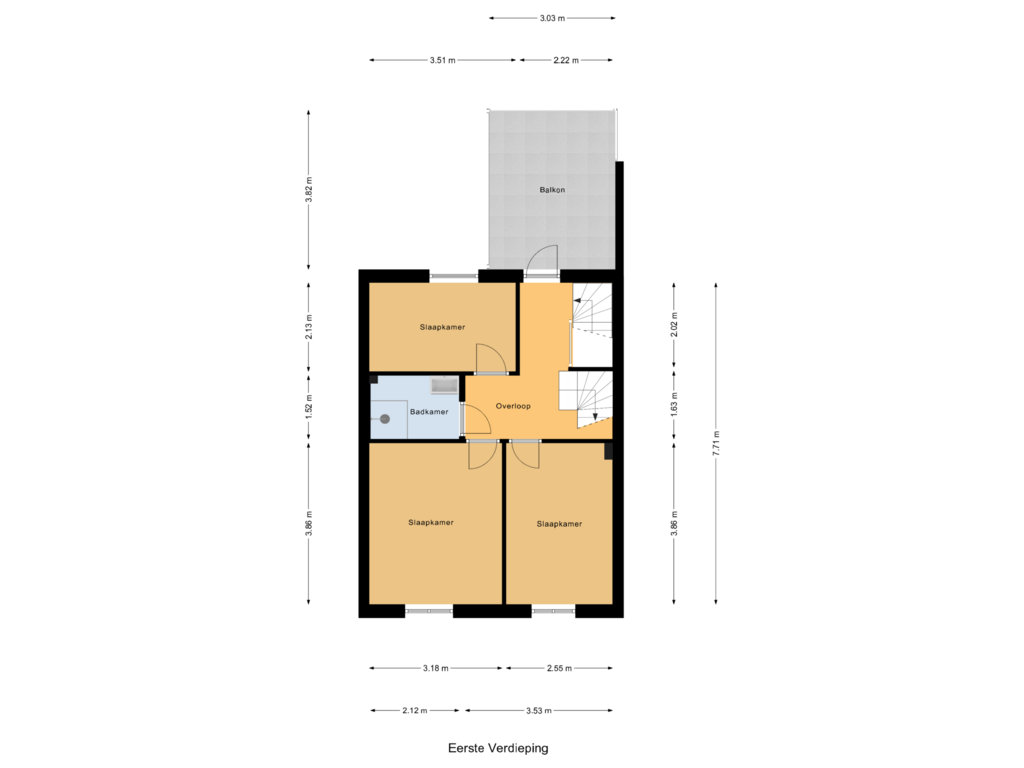 Bekijk plattegrond van Eerste Verdieping van Paterstraat 26