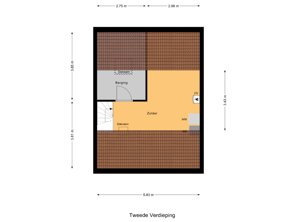 Bekijk plattegrond van Tweede Verdieping van Paterstraat 26