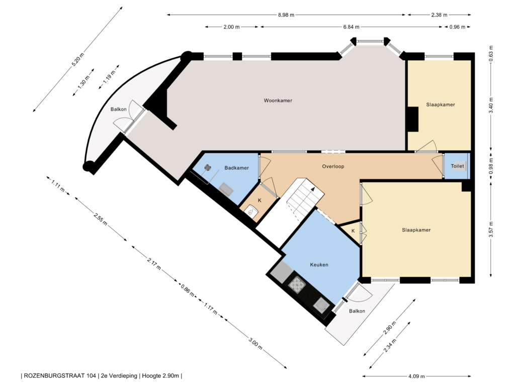 Bekijk plattegrond van 2e Verdieping van Rozenburgstraat 104