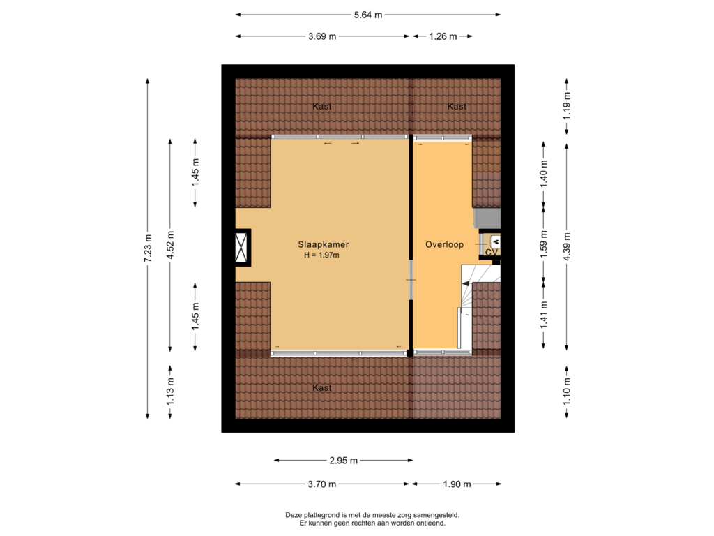 Bekijk plattegrond van Tweede verdieping van Kiplingstraat 121