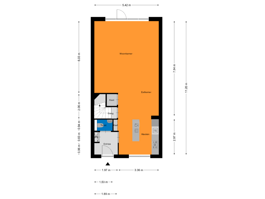 Bekijk plattegrond van Begane Grond van Berkendreef 11-B