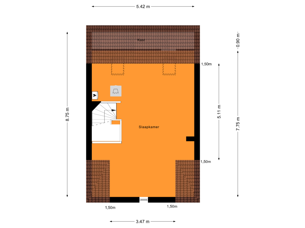 Bekijk plattegrond van Tweede Verdieping van Berkendreef 11-B