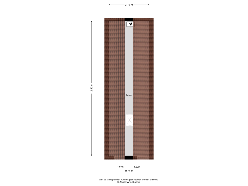 View floorplan of Zolder of Sluisweg 8-H