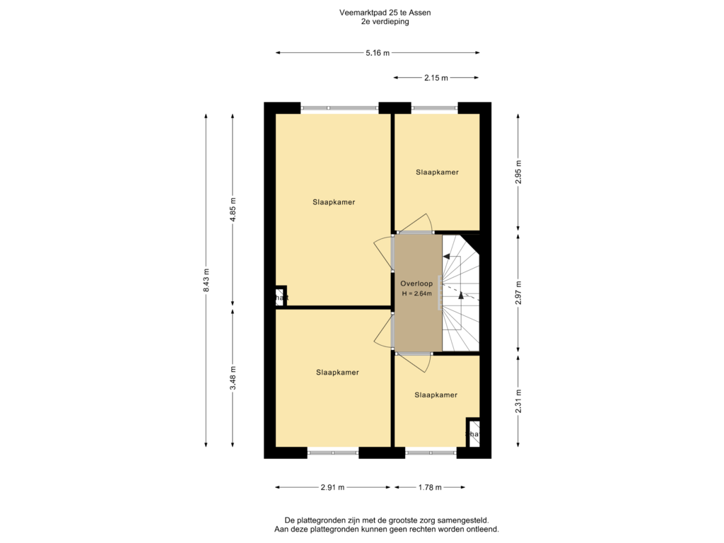 Bekijk plattegrond van 2e verdieping van Veemarktpad 25