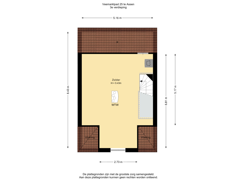 Bekijk plattegrond van 3e verdieping van Veemarktpad 25