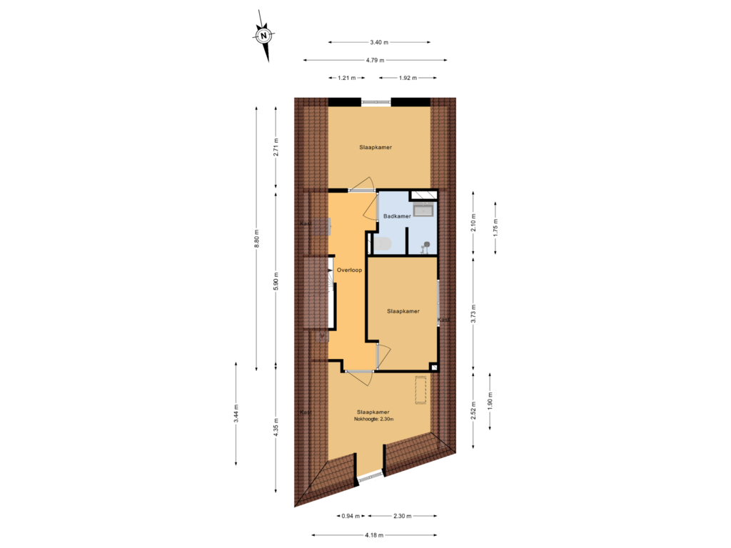 Bekijk plattegrond van 3e verdieping van 1e Middellandstraat 80-B