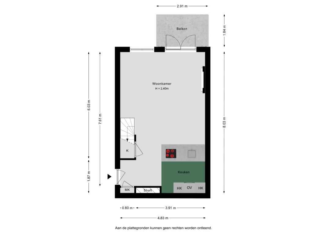 Bekijk plattegrond van 1e Verdieping van Mattenbiesstraat 82