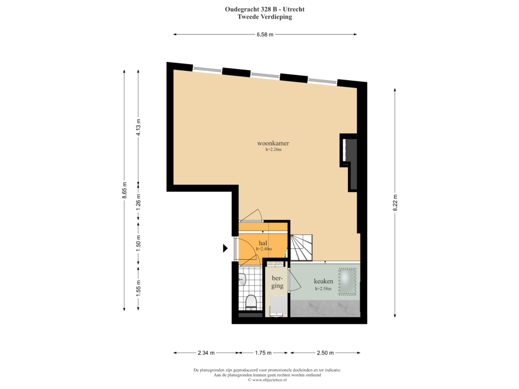 View floorplan of Tweede Verdieping of Oudegracht 328-B