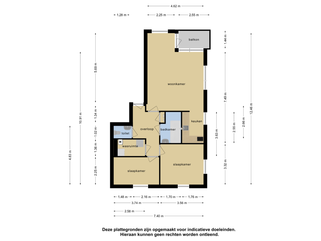 Bekijk plattegrond van Appartement van Groeseindstraat 71-C