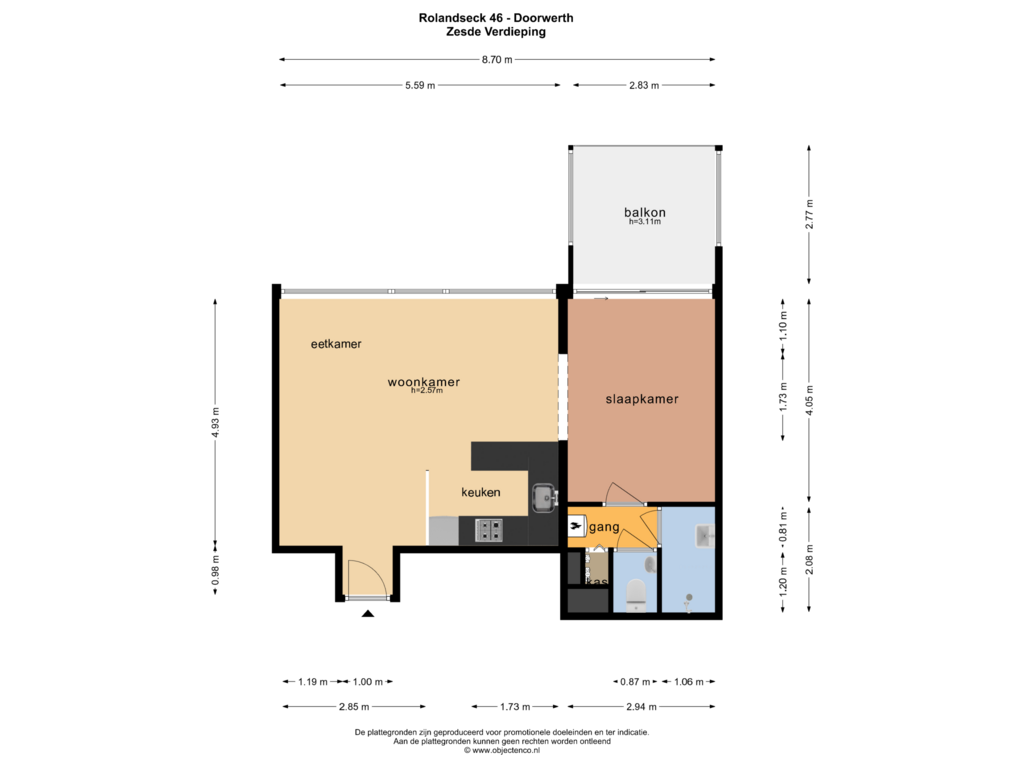 View floorplan of ZESDE VERDIEPING of Rolandseck 46