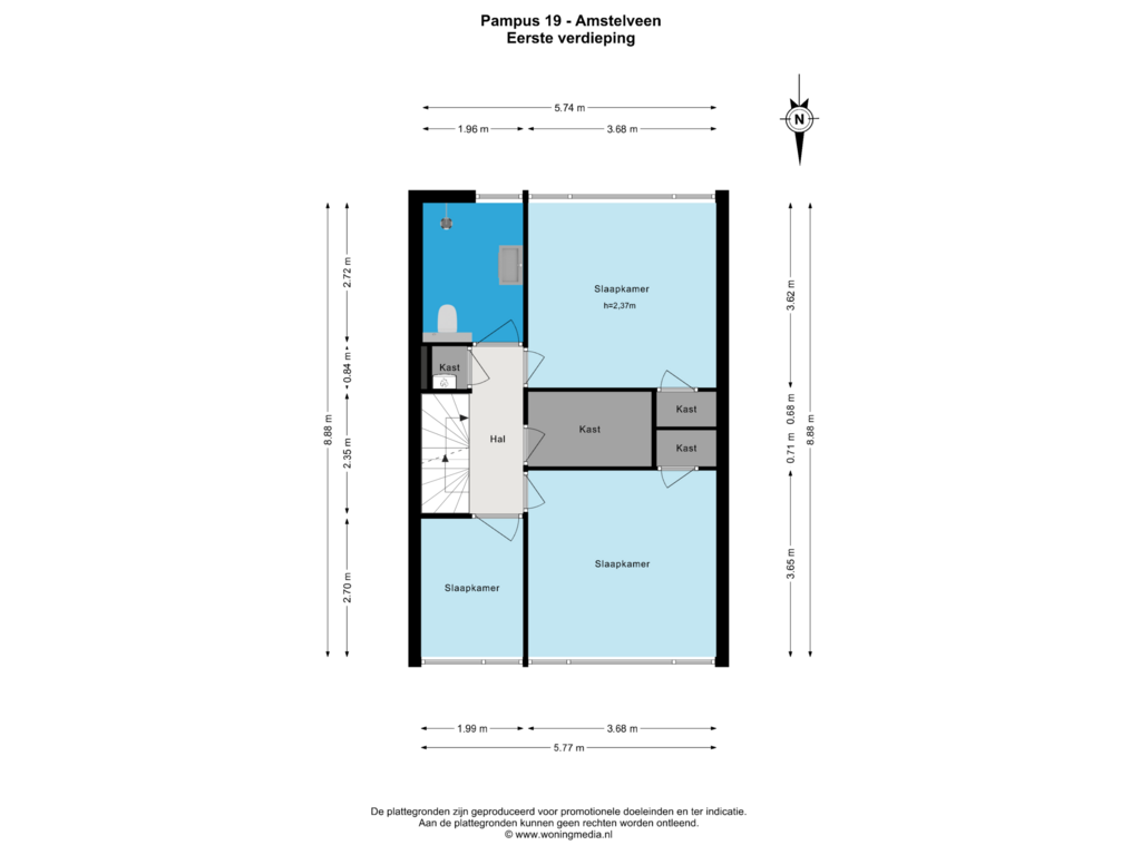 View floorplan of Eerste verdieping of Pampus 19