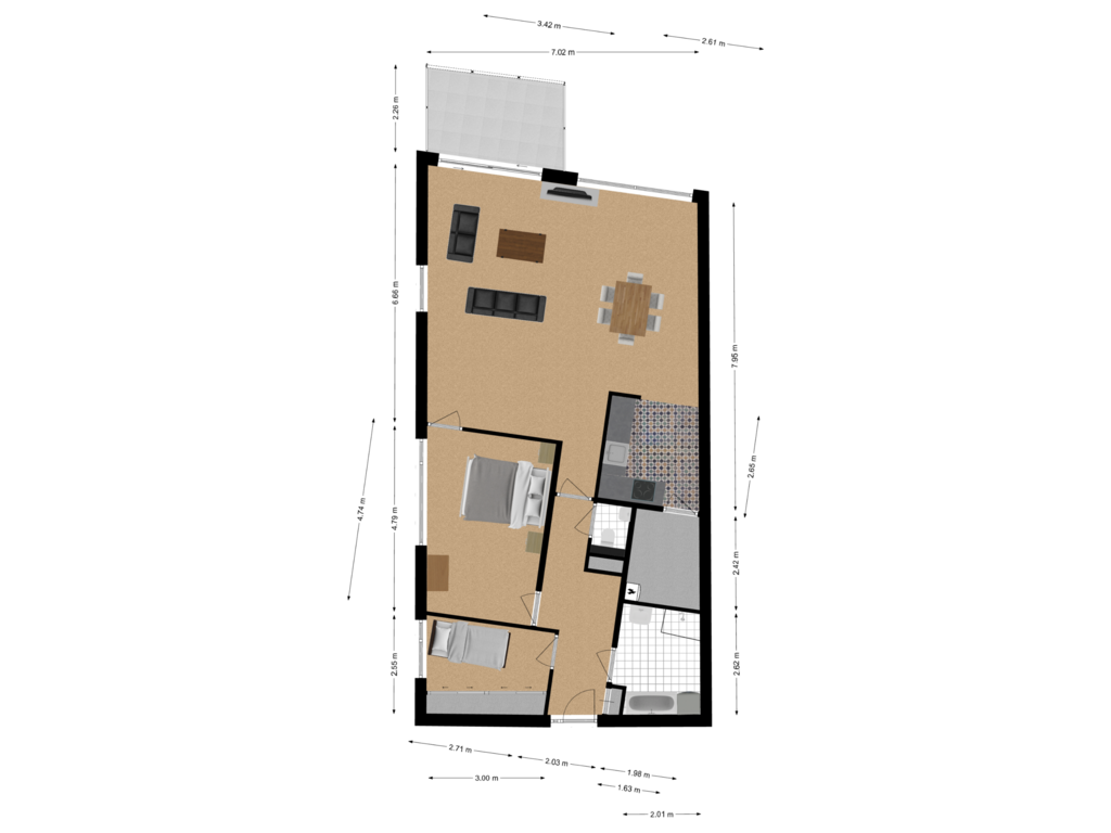 View floorplan of Appartement of Beursstraat 20