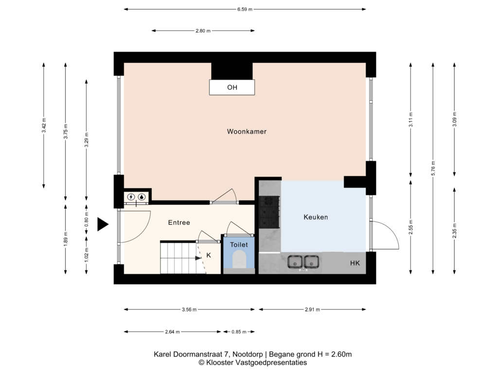 Bekijk plattegrond van Begane grond van Karel Doormanstraat 7