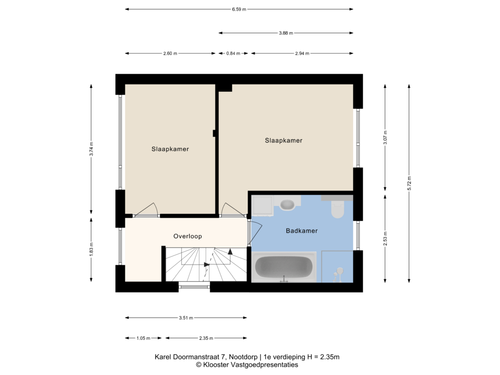 Bekijk plattegrond van 1e verdieping van Karel Doormanstraat 7