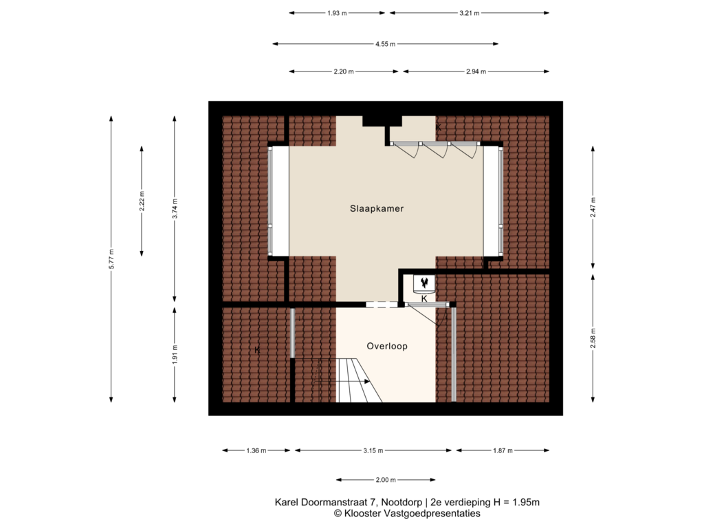 Bekijk plattegrond van 2e verdieping van Karel Doormanstraat 7