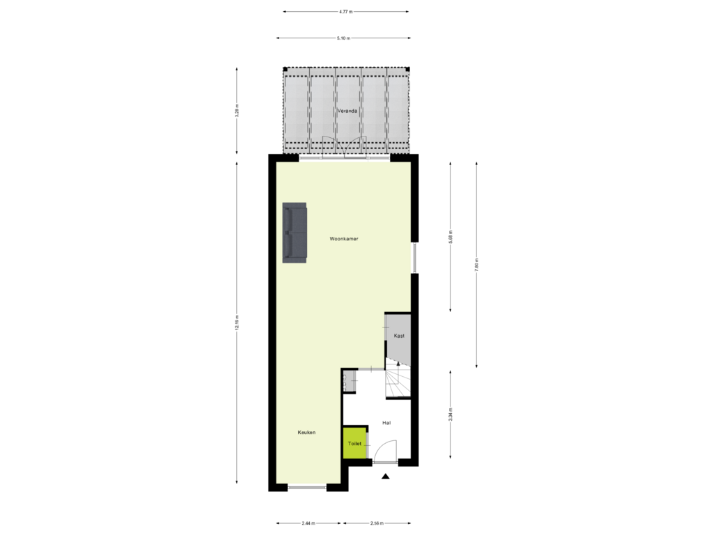 View floorplan of Begane grond of Roodenbroek 21