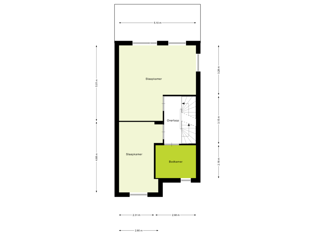 View floorplan of Eerste verdieping of Roodenbroek 21