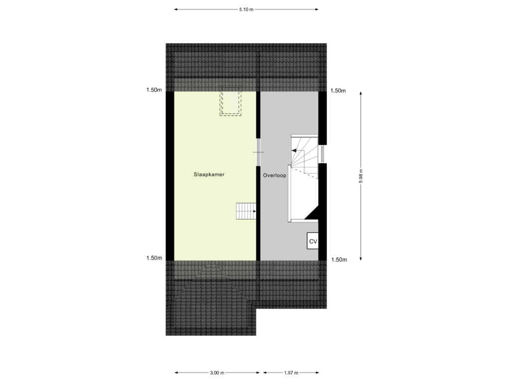 View floorplan of Tweede verdieping of Roodenbroek 21