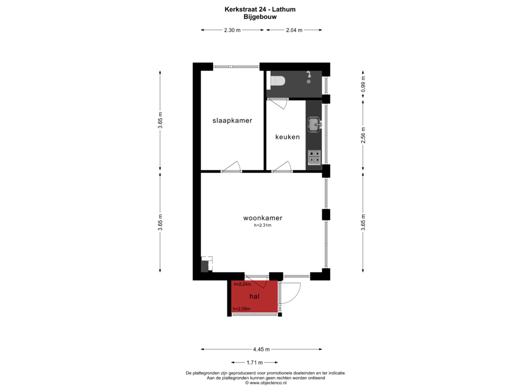 Bekijk plattegrond van Bijgebouw van Kerkstraat 24