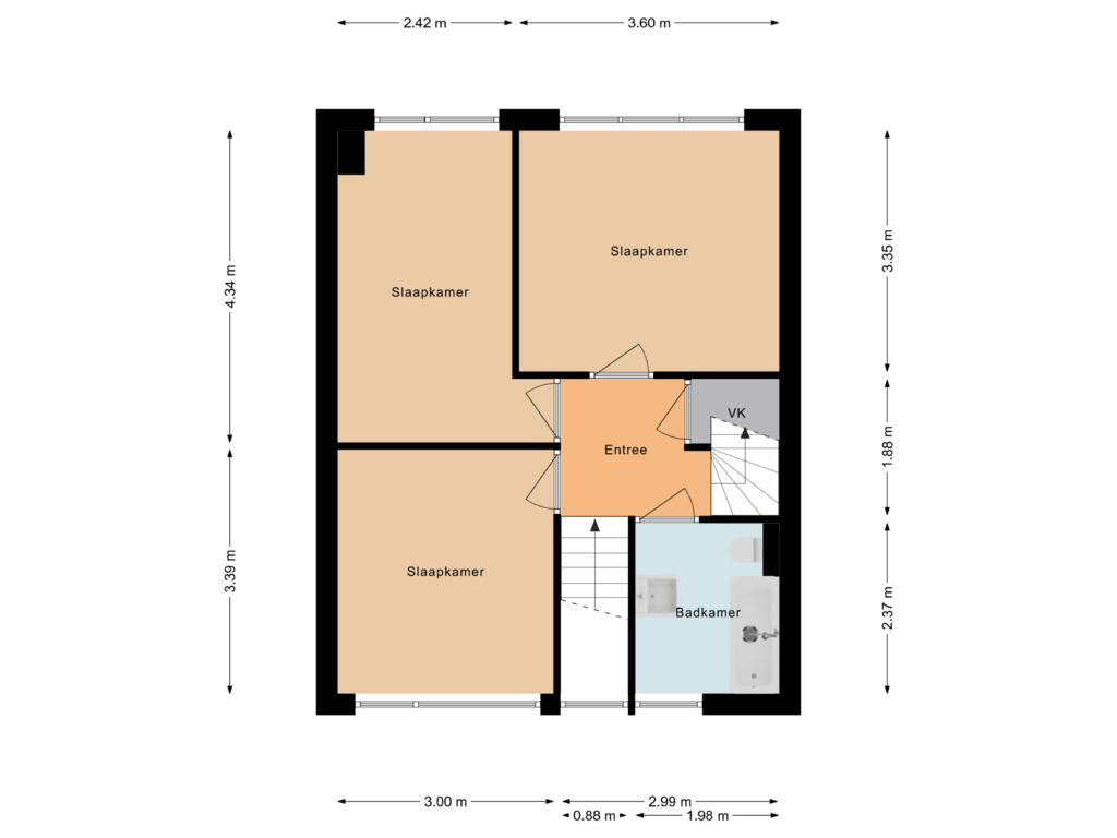 Bekijk plattegrond van Eerste verdieping van Auke Vosstraat 65