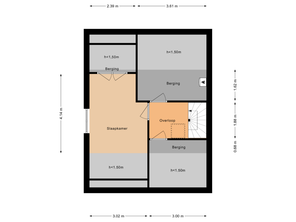 Bekijk plattegrond van Tweede verdieping van Auke Vosstraat 65