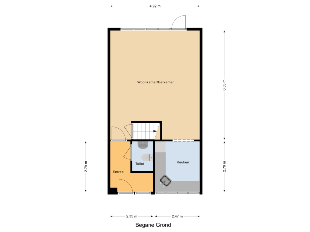 Bekijk plattegrond van Begane Grond van Prins Clausstraat 35