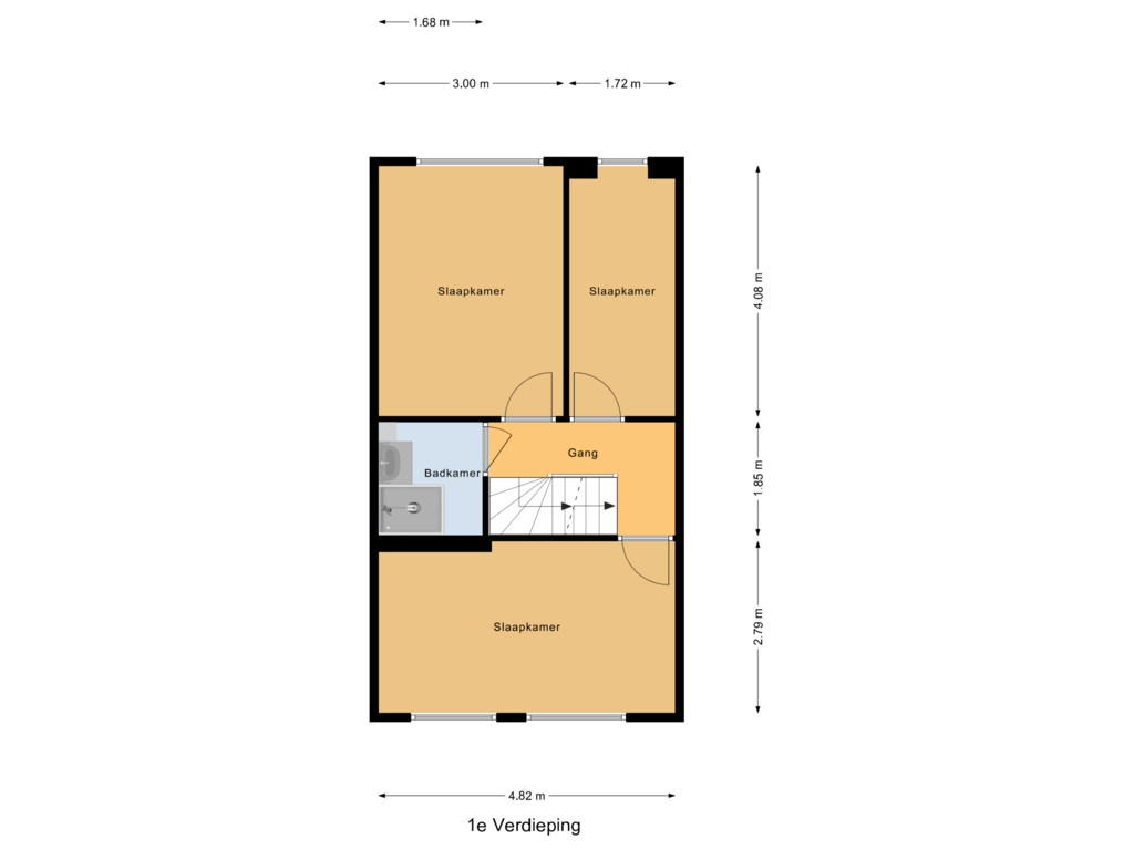 Bekijk plattegrond van 1e Verdieping van Prins Clausstraat 35