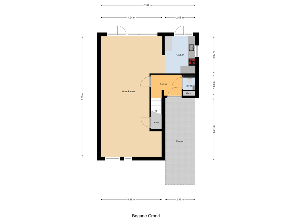 Bekijk plattegrond van Begane Grond van Korenmolen 26