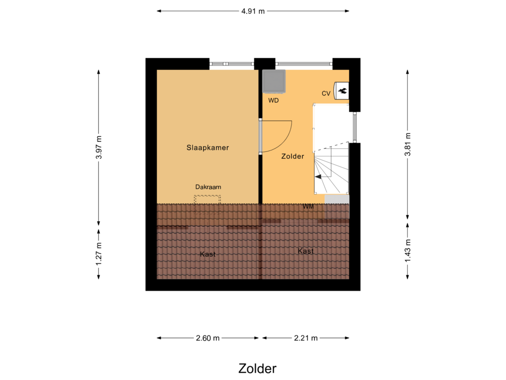 Bekijk plattegrond van Zolder van Korenmolen 26