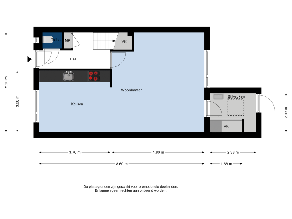 View floorplan of Begane Grond of Zebravink 21