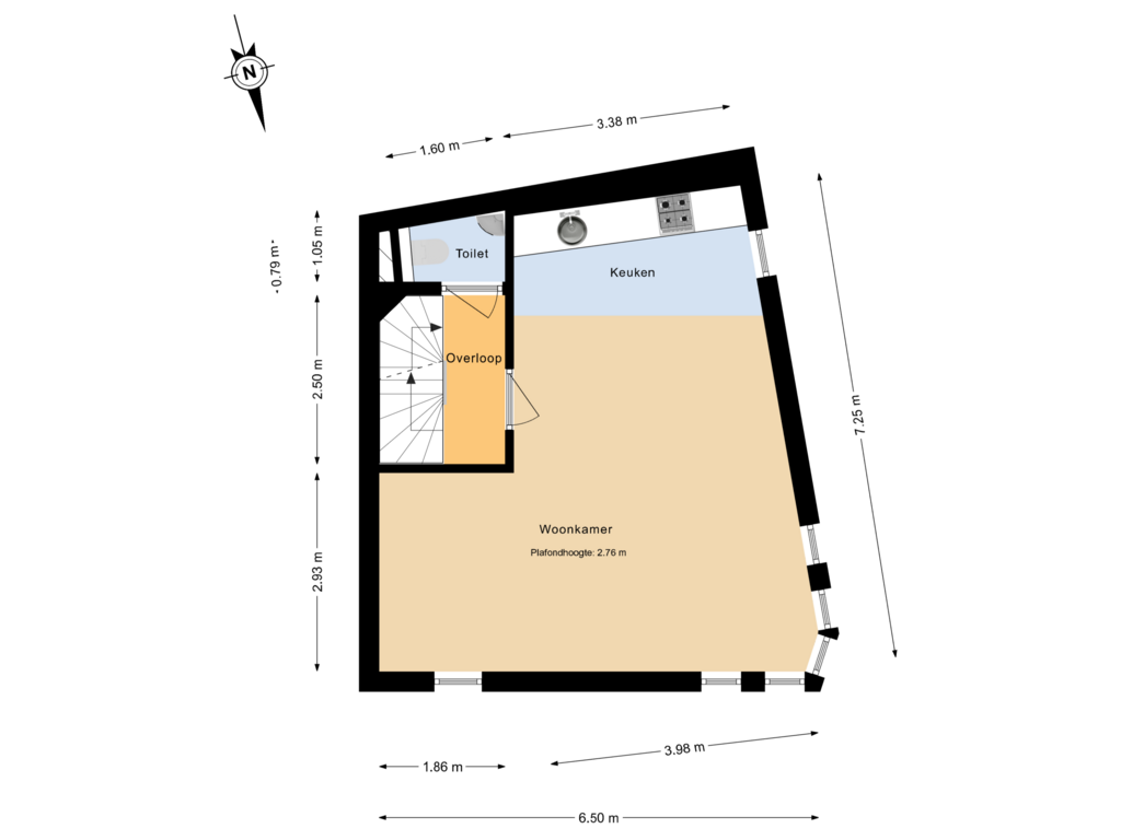 Bekijk plattegrond van 1e Verdieping van Nieuwe Maasstraat 90-B