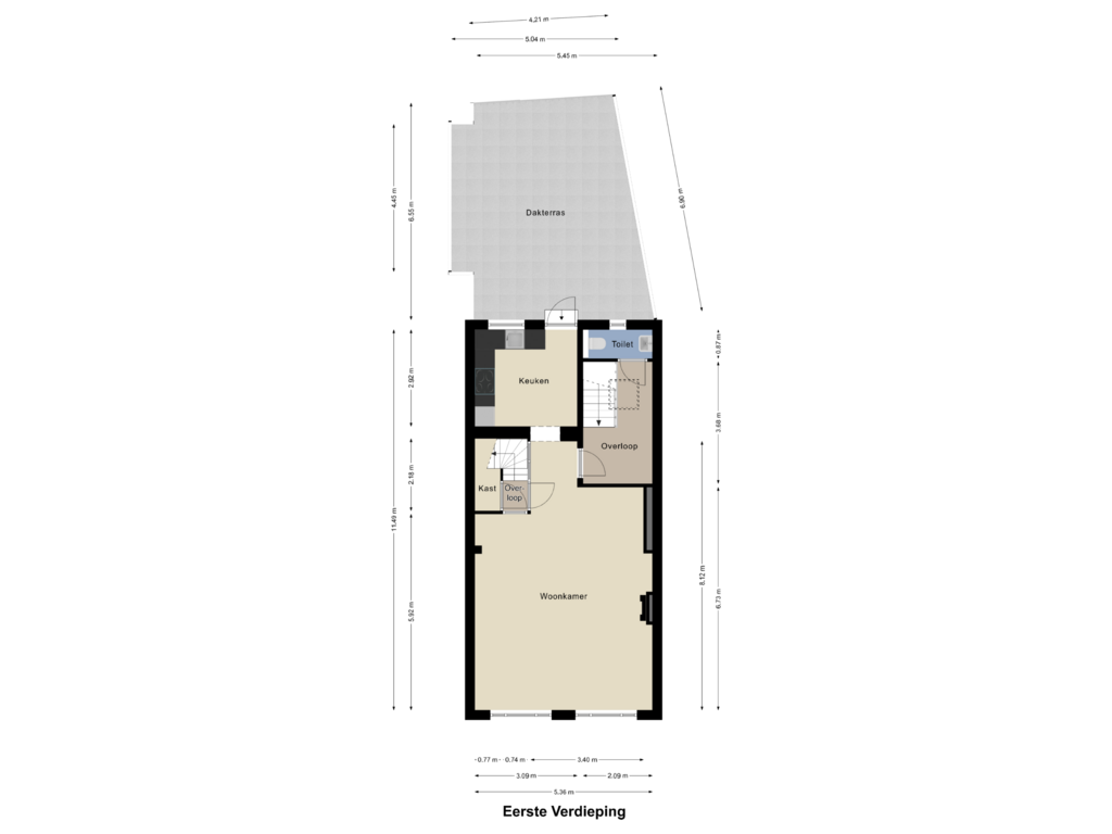 Bekijk plattegrond van Eerste Verdieping van Langstraat 26-A