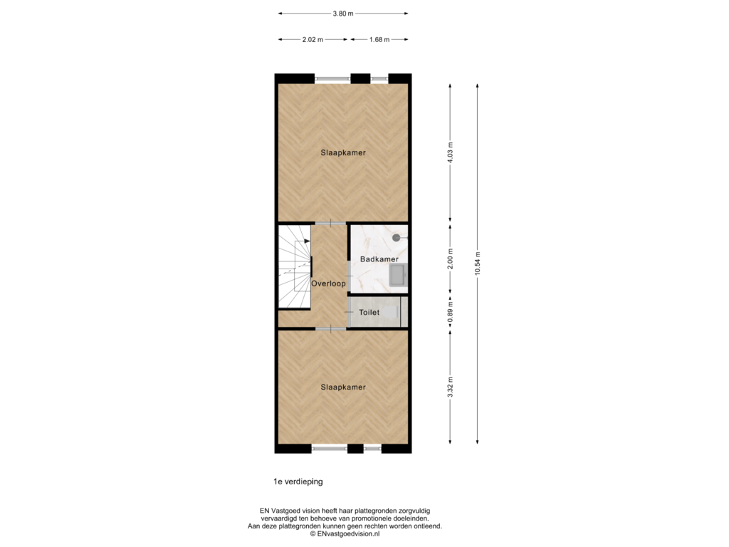 View floorplan of 1e verdieping of Noorderhoofdstraat 41-B