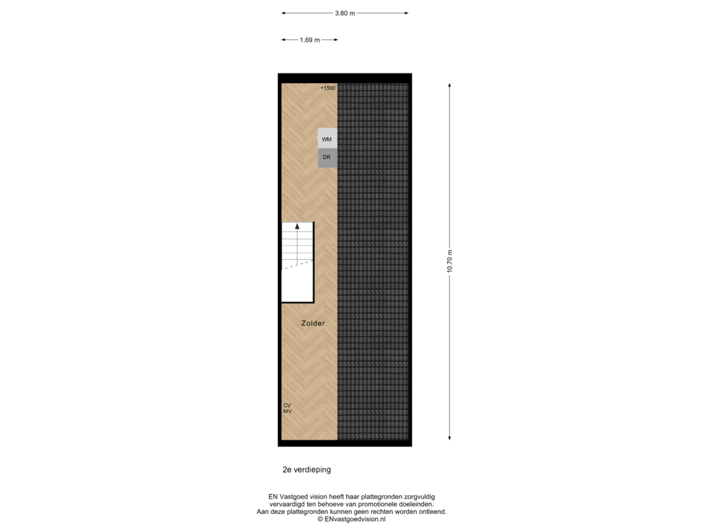 View floorplan of 2e verdieping of Noorderhoofdstraat 41-B