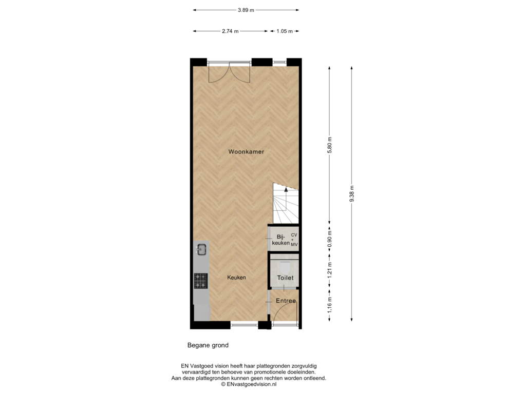 View floorplan of Begane grond of Noorderhoofdstraat 41-P