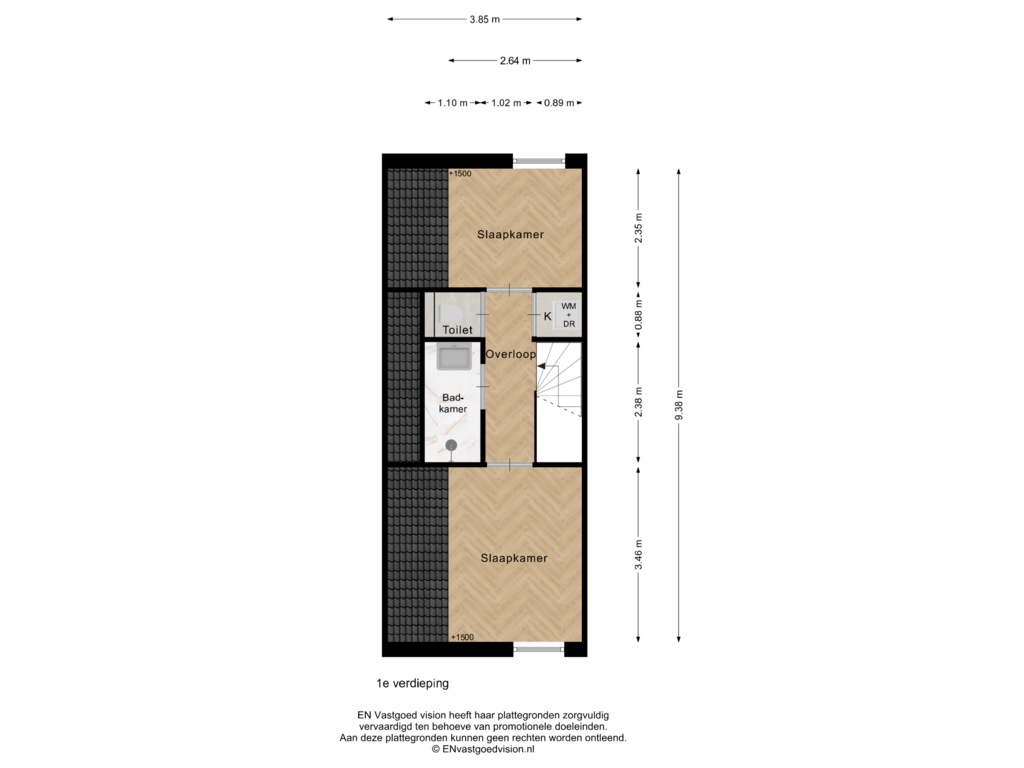 View floorplan of 1e verdieping of Noorderhoofdstraat 41-P