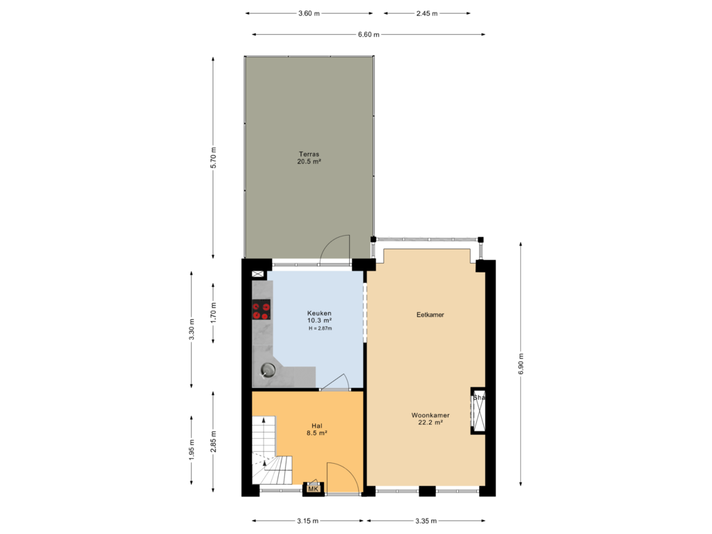 View floorplan of Begane grond of Parksterbolwerk 15