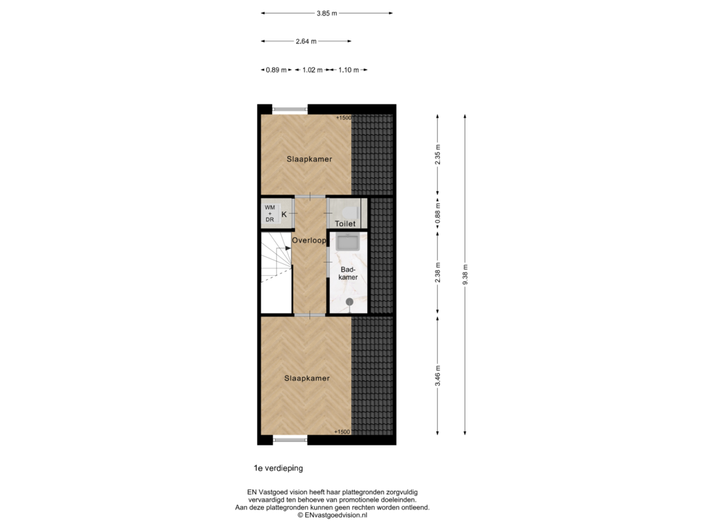 View floorplan of 1e verdieping of Noorderhoofdstraat 41-H