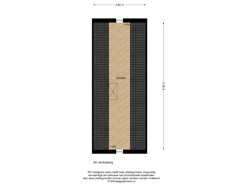 View floorplan of 2e verdieping of Noorderhoofdstraat 41-N