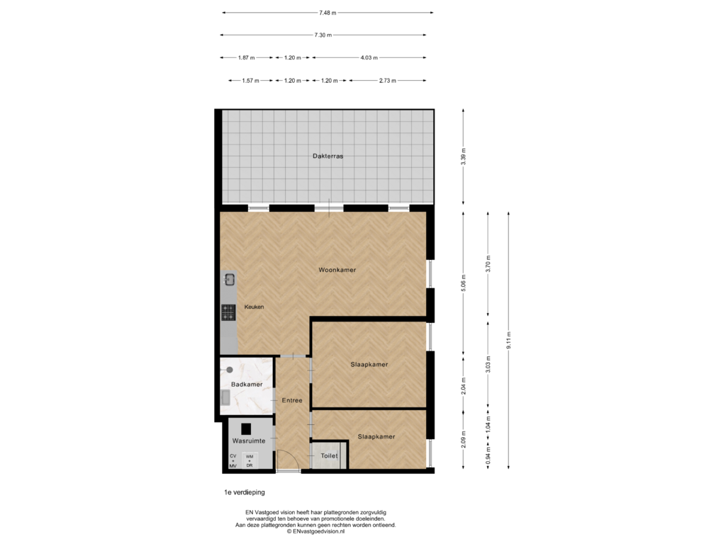 View floorplan of 1e verdieping of Noorderhoofdstraat 41-D