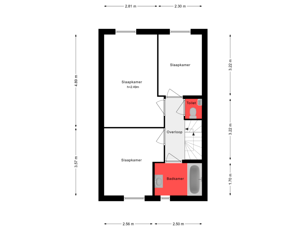 Bekijk plattegrond van 1e Verdieping van Baroniestraat 16