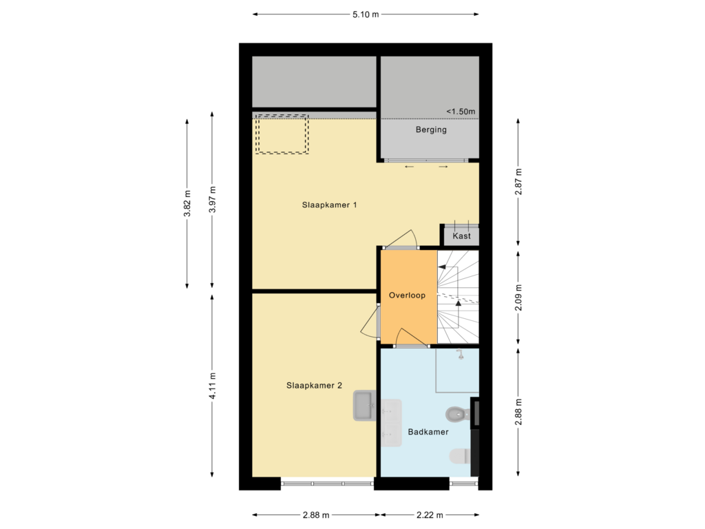 Bekijk plattegrond van Eerste Verdieping van Pottenbakkerstraat 36