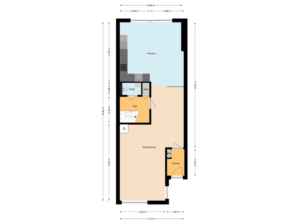 Bekijk plattegrond van Begane grond van Biesbosch 20