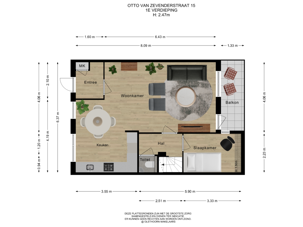 Bekijk plattegrond van 1e Verdieping van Otto van Zevenderstraat 15