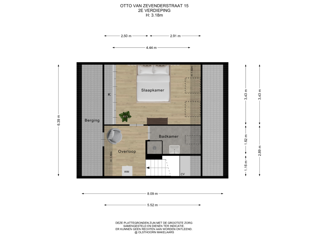 Bekijk plattegrond van 2e verdieping van Otto van Zevenderstraat 15