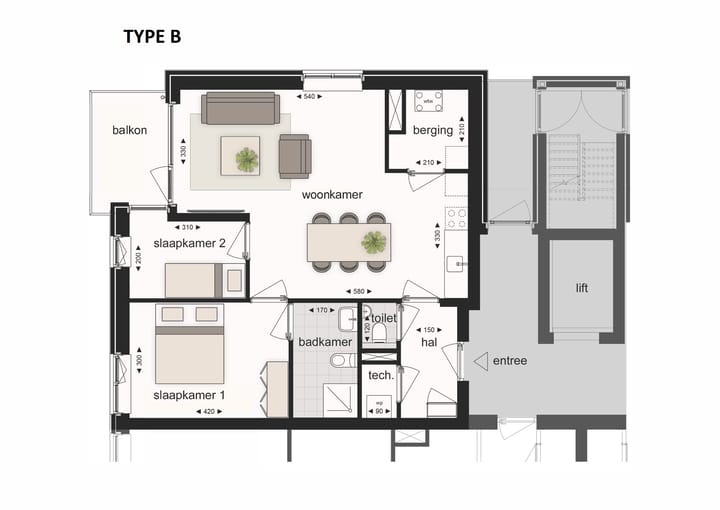 Foto 4 van Appartement type B (Bouwnr. 4)