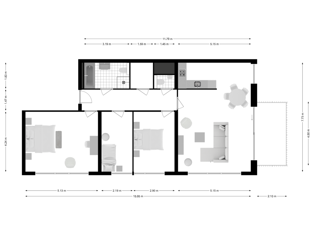 Bekijk plattegrond van Appartement van Andreasplein 9