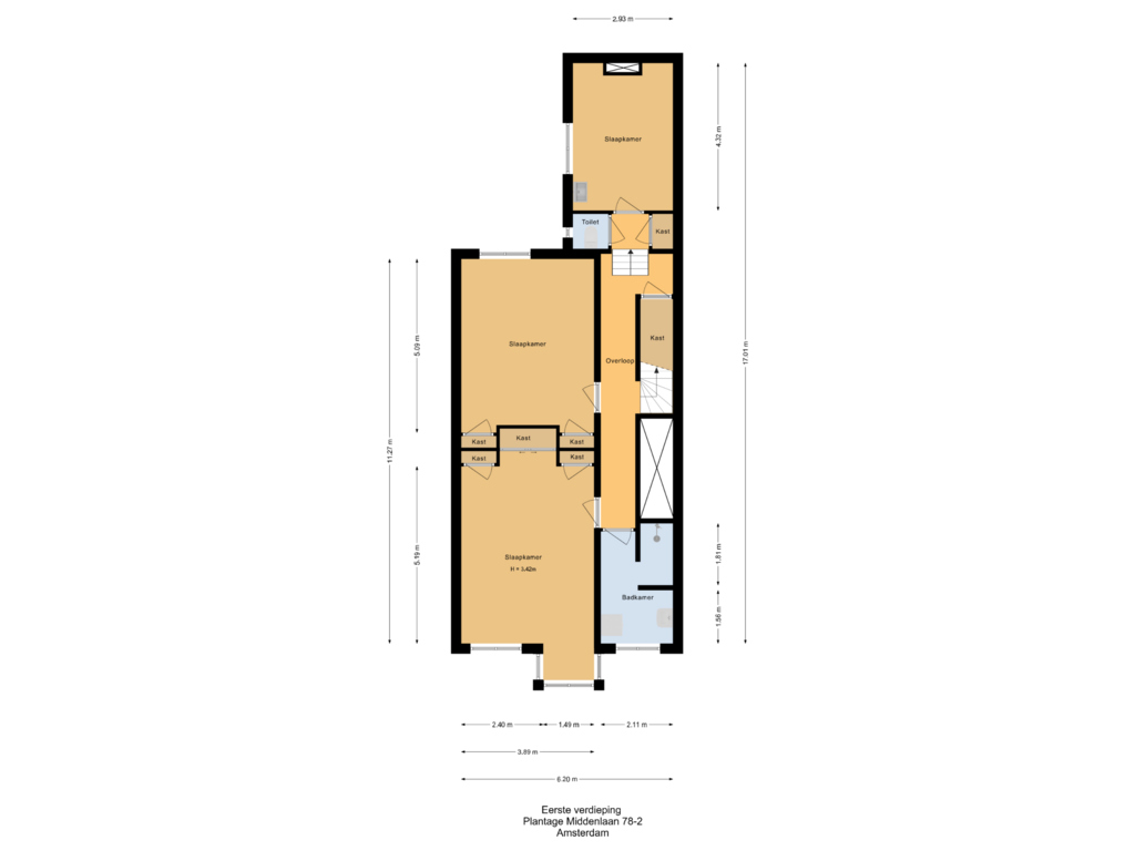 View floorplan of Eerste verdieping of Plantage Middenlaan 78-H